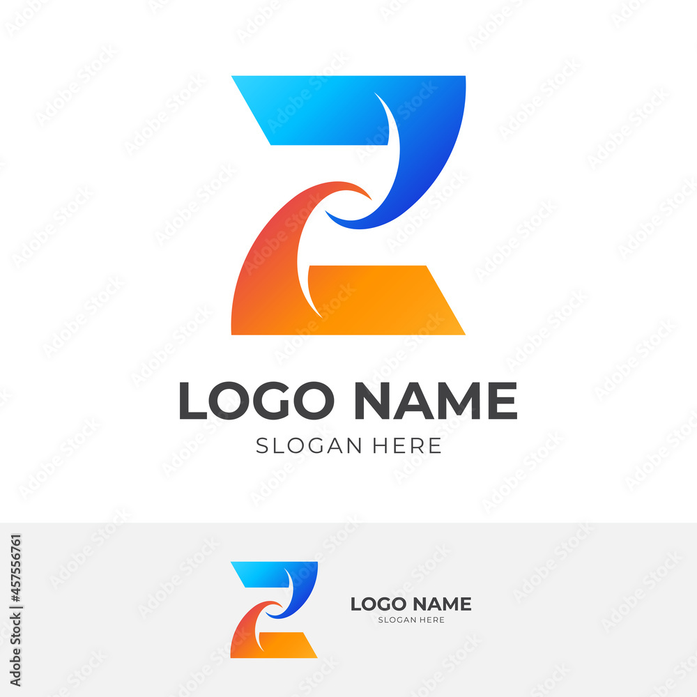 initial Z logo vector with flat blue and orange color style initial Z logo vector with flat blue and orange color style