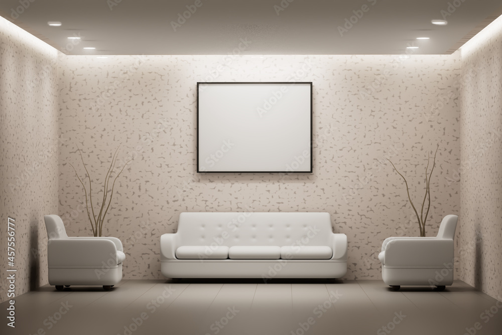 RENDER DE INTERIORES CON SOFA Y CUADRO 