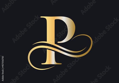 P Letter Initial Luxurious Logo Template. P Logo Golden Concept. P Letter Logo with Golden Luxury Color and Monogram Design.