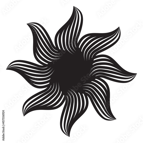 abstract sunflower tattoo - black floral vector art - botanical nature elemental tattoo - dark flower icon