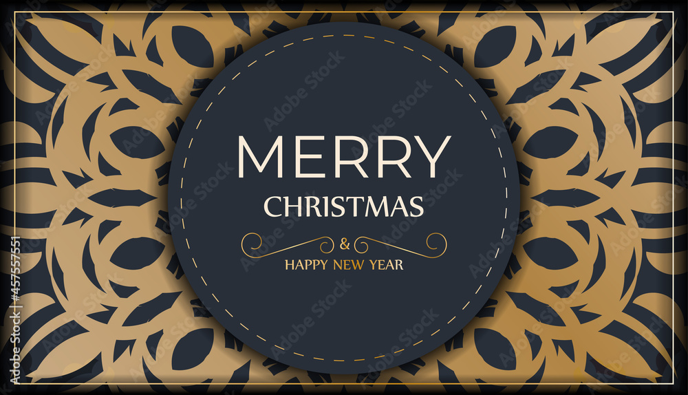 Flyer merry christmas dark blue color with abstract gold pattern Flyer merry christmas dark blue color with abstract gold pattern