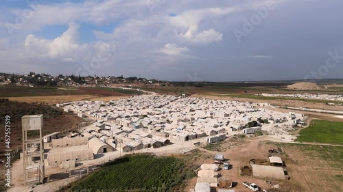 Aleppo, Syria,September 16, 2021, Syrian refugee camps in the town of Deir Ballut on the border with Turkey in northwest Syria. photo