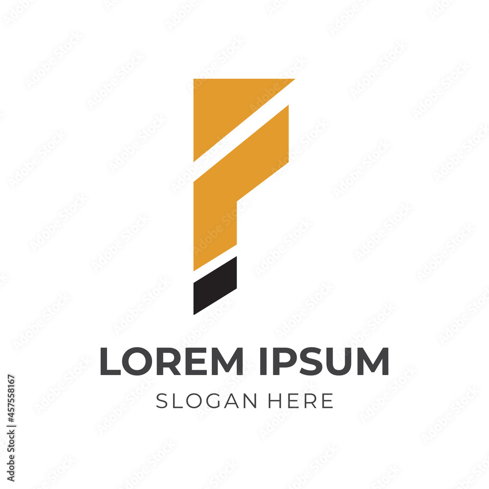 abstract letter F logo design template concept vector with flat yellow and black color style abstract letter F logo design template concept vector with flat yellow and black color style