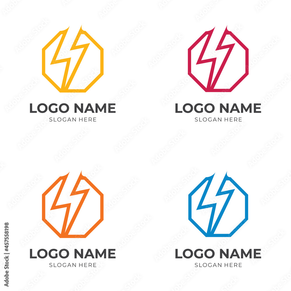 simple thunder logo design template concept vector with flat colorful style simple thunder logo design template concept vector with flat colorful style