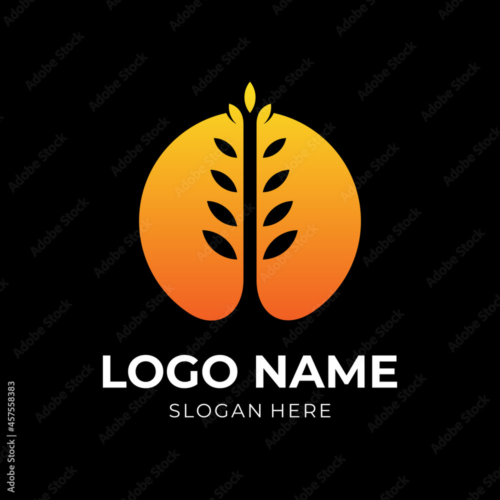 grain logo template with flat orange color style