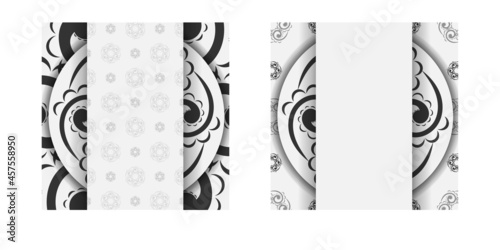 Greeting Brochure in white with black Greek ornament