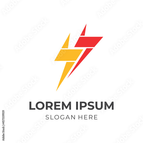 electric logo template with flat red and yellow color style