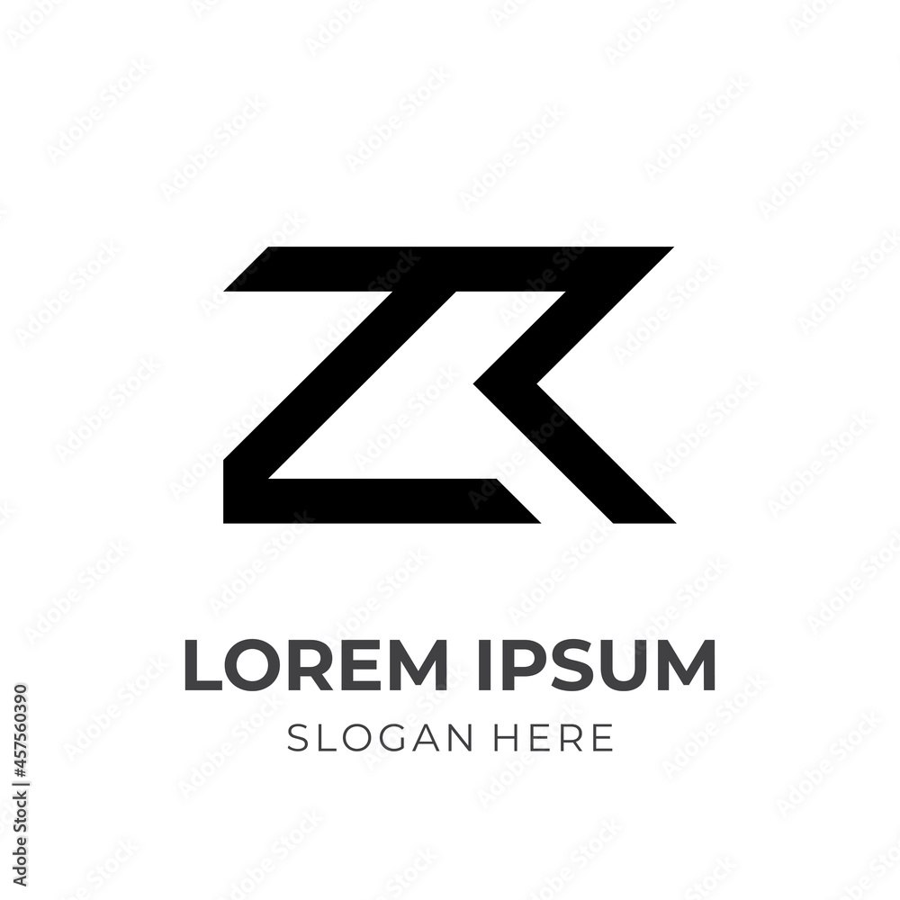 monogram Z R logo vector with flat black color style monogram Z R logo vector with flat black color style