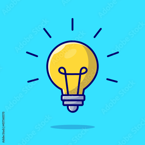 Lightbulb Idea Cartoon Vector Icon Illustration. Education Technology Icon Concept Isolated Premium Vector. Flat Cartoon Style