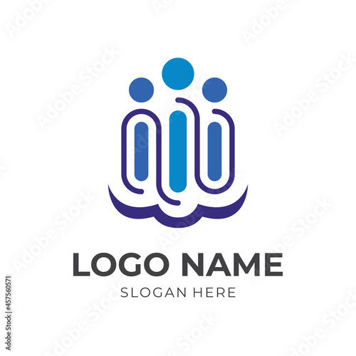 modern social logo design template concept vector with flat blue color style