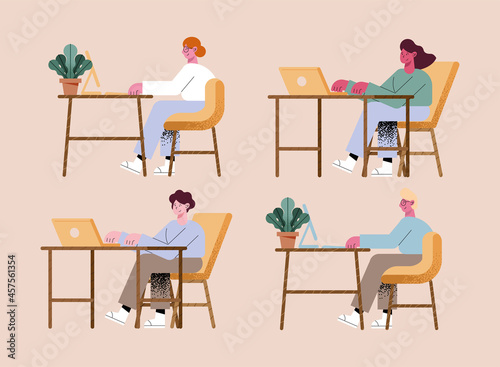 Man and woman working