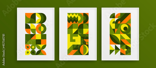 Abstract amazing home art illustration set. Minimalistic unique geometric shapes vector design concept composition.