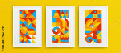 Fresh premium flat shapes vector design artwork composition. Original amazing wall art layout collection.