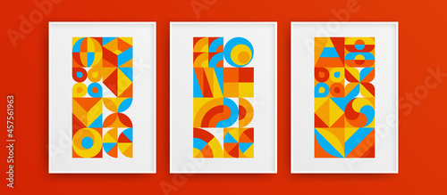 Abstract amazing wall decor template composition. Original trendy bauhaus geometric vector design artwork collection.