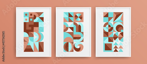 Premium amazing home art layout bundle. Clean fresh bauhaus geometric design vector template set.