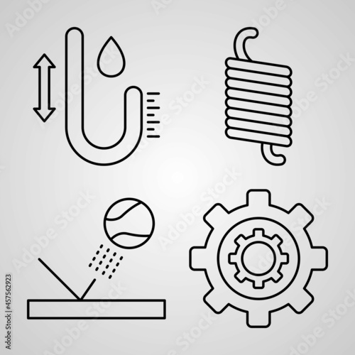 Set of Thin Line Flat Design Icons of Physics