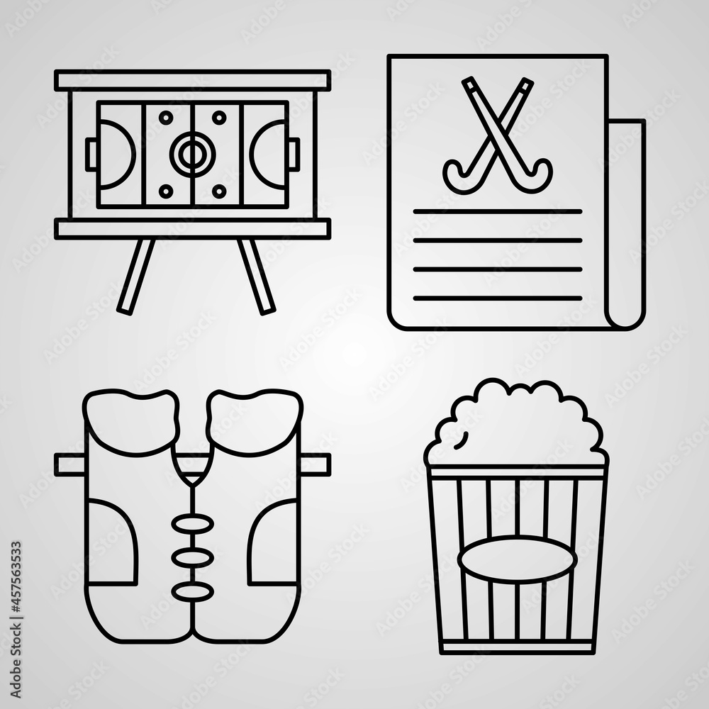 Set of Hockey Icons Vector Illustration Isolated on White Background