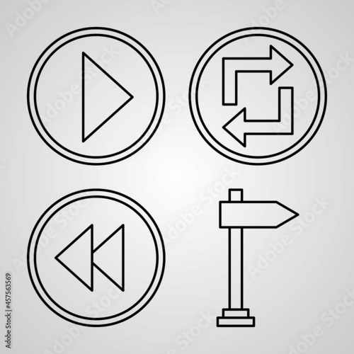Collection of Arrows Symbols in Outline Style
