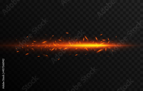 Vector fiery sparks on isolated transparent background. Sparks png, fire png, ignition, fire particles.