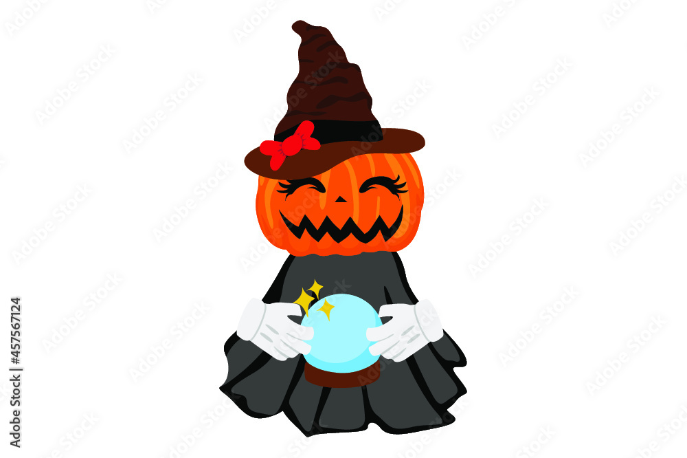 adorable pumpkin head witch for Halloween
