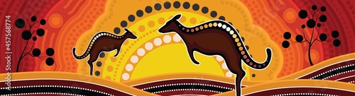 Aboriginal landscape kangaroo art