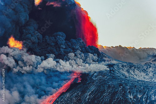 Particolare di parossismo dal cratere sommitale dell'Etna  photo