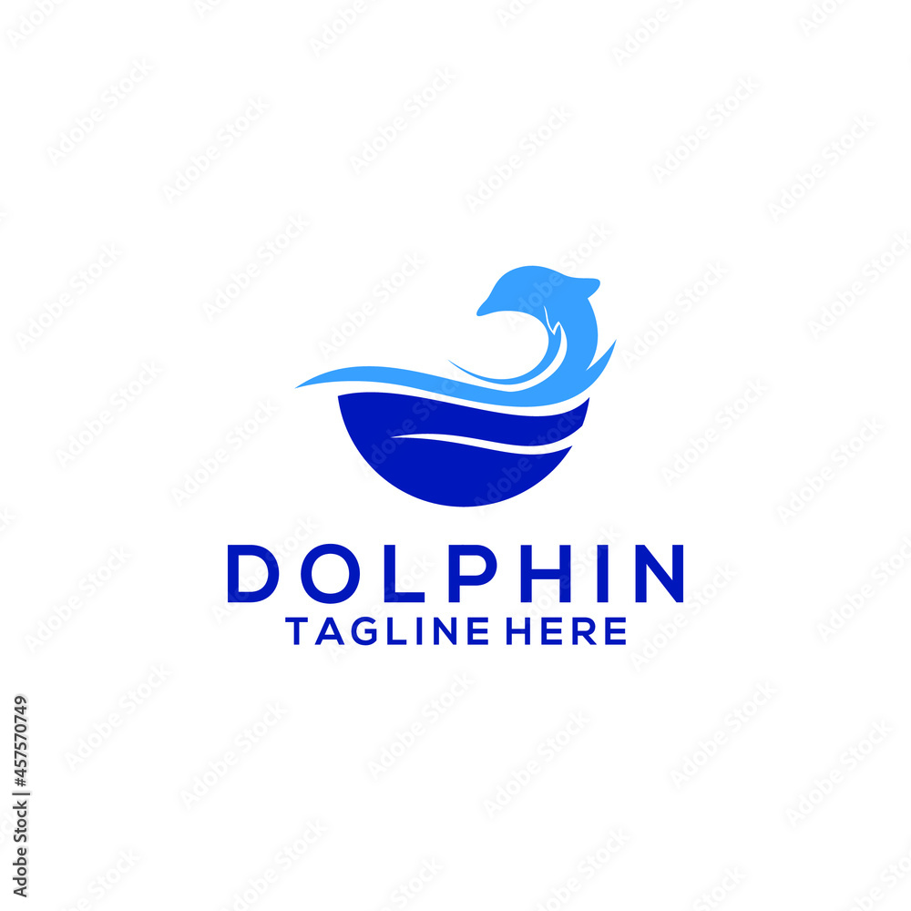 Dolphin fish animal logo concept vector isolated in white background Dolphin fish animal logo concept vector isolated in white background