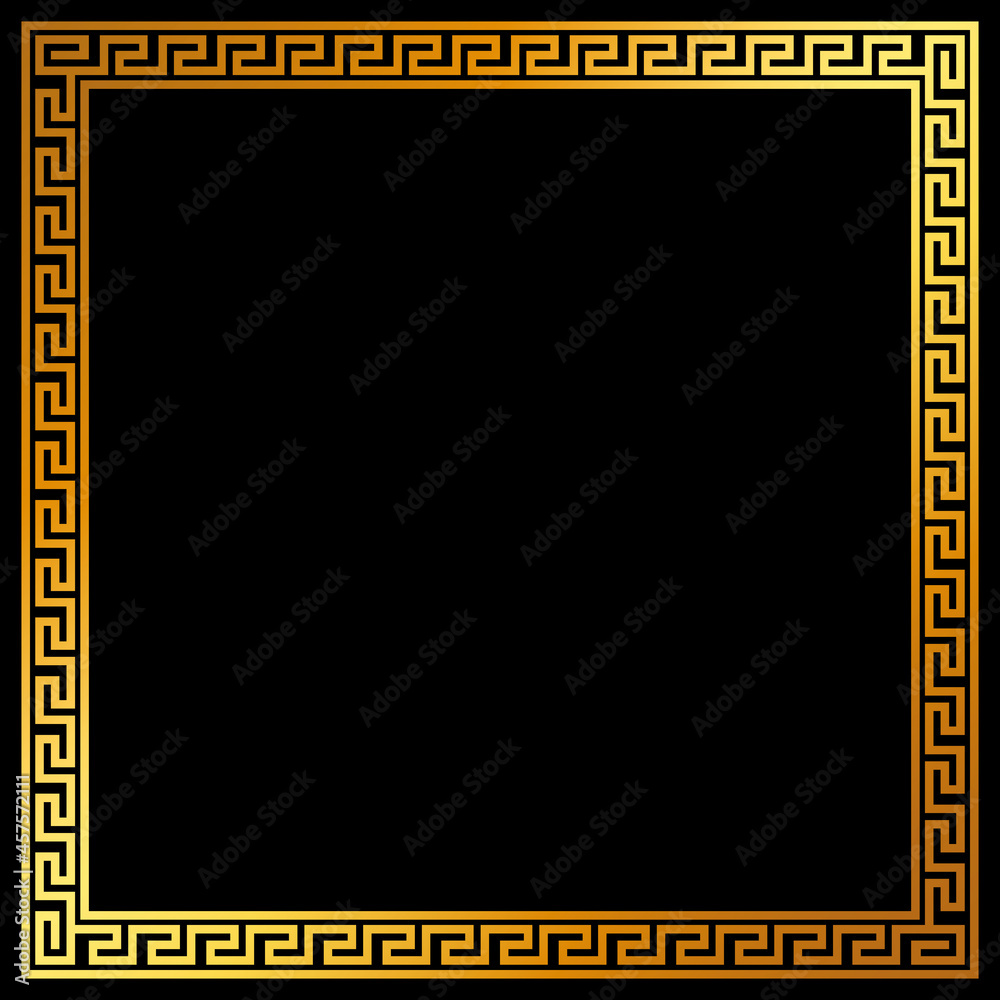 Photography Greek pattern square frame golden meander design