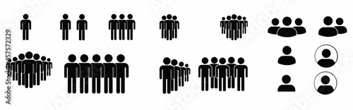 People icons. Human community group, people crowd. Meeting employees, staff and population signs, user silhouette
