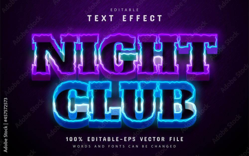 Night club text effect neon style
