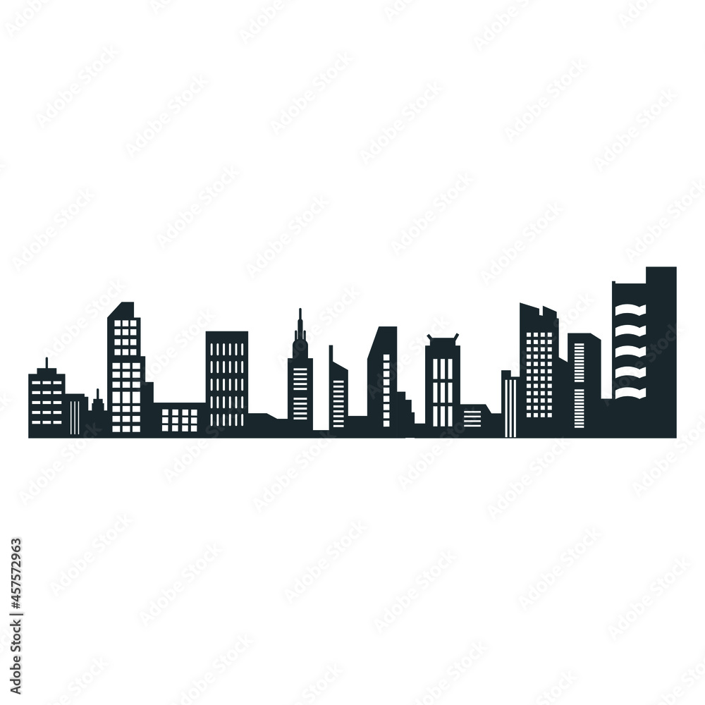 City silhouette stock illustration, Silhouette of the city with black color on white background.