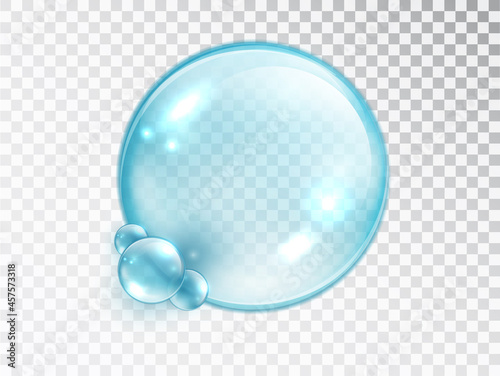 Water bubbles Isolated on checkered background. Transparent Realistic Soap Bubbles. Can be used with any background.
