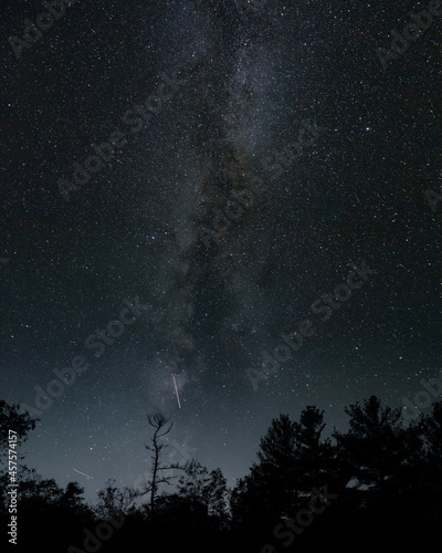 Long exposure shot of the Milky Way at night in from southern Ontario