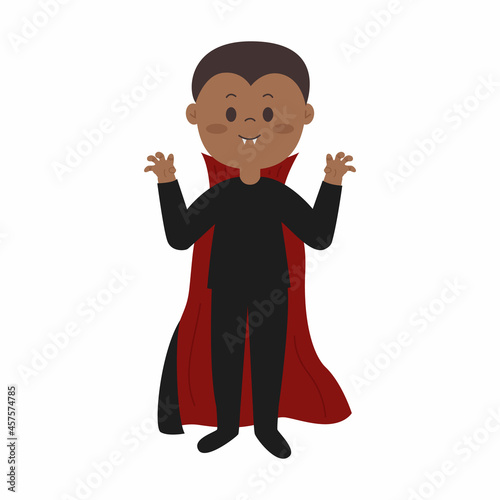 Cute boy in dracula costume for halloween.