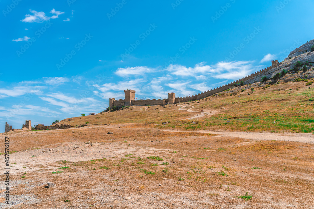 Genoese fortress on a summer day in Sudak, Crimea