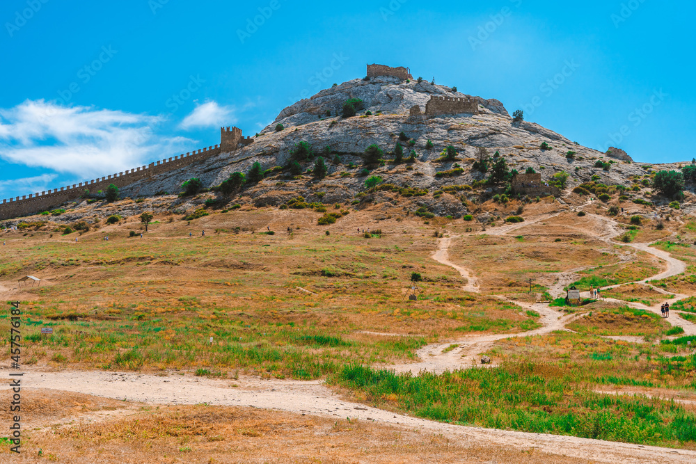 Genoese fortress on a summer day in Sudak, Crimea