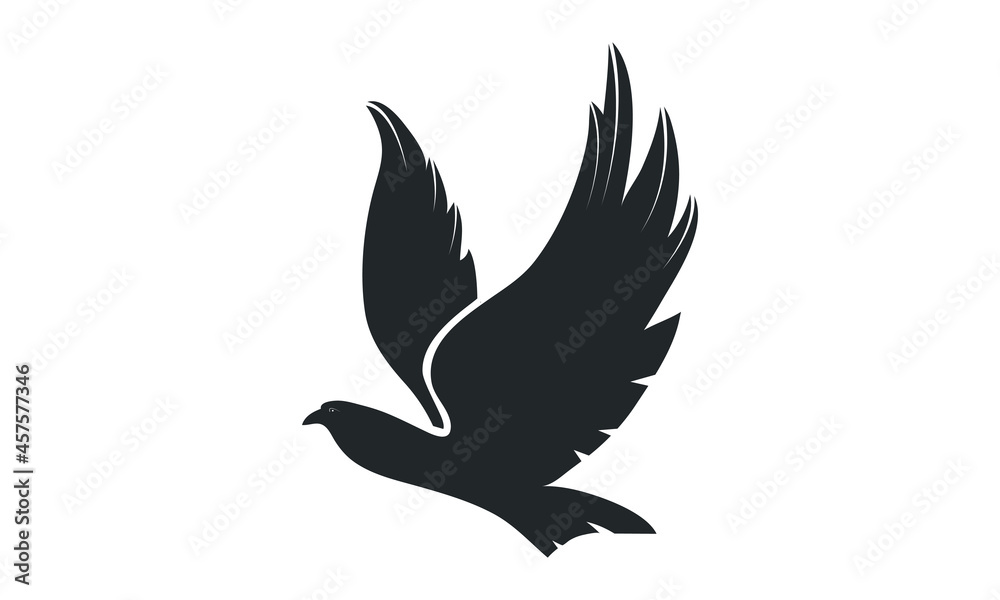Naklejka Latające skrzydła czarny ptak Logo streszczenie wektor szablon w białym tle. Ikona zwierząt.