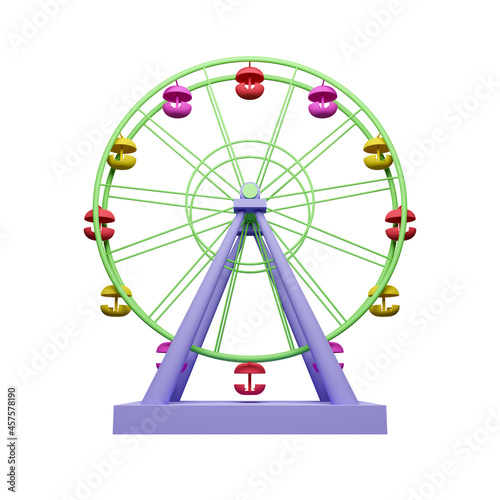 3d rendering ferris wheel icon from front view