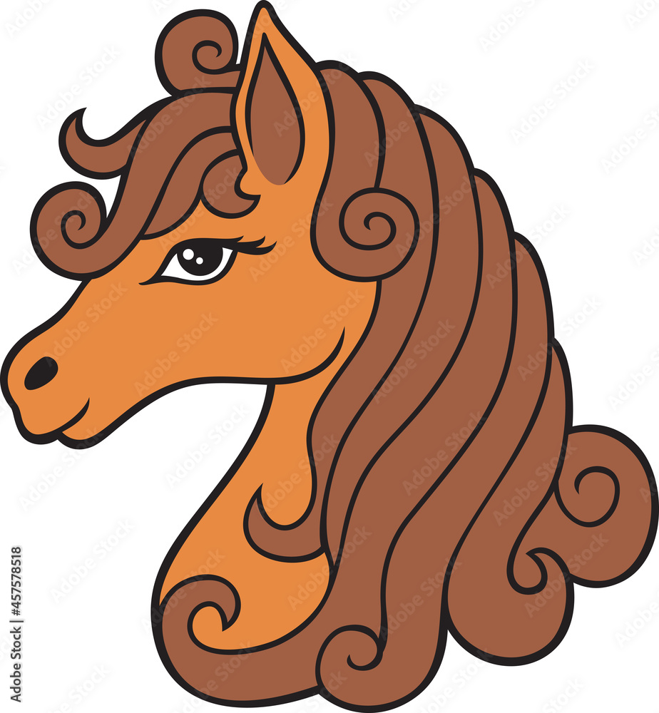 Fotografie Horse head color vector illustration