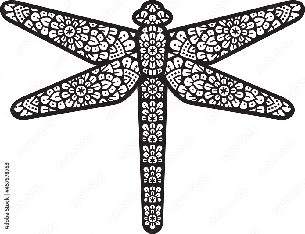 Mandala dragonfly black and white vector icon (Boho Design) Mandala dragonfly black and white vector icon (Boho Design)