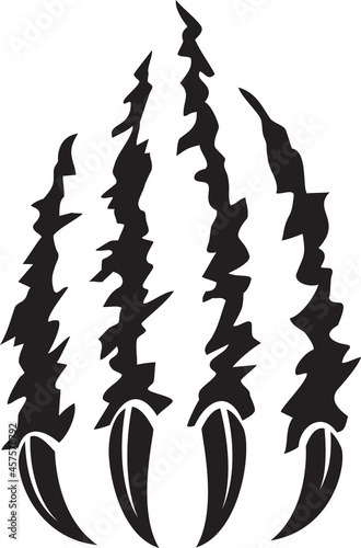 Monster claw black white vector illustration