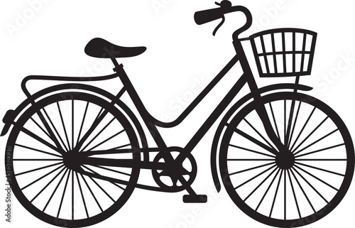 Retro bicycle black and white vector 