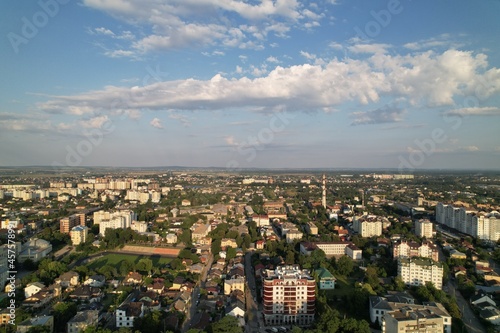 Aerial view of the city in the evening. Colorful panoramic view. Eastern Europe © Василь Івасюк