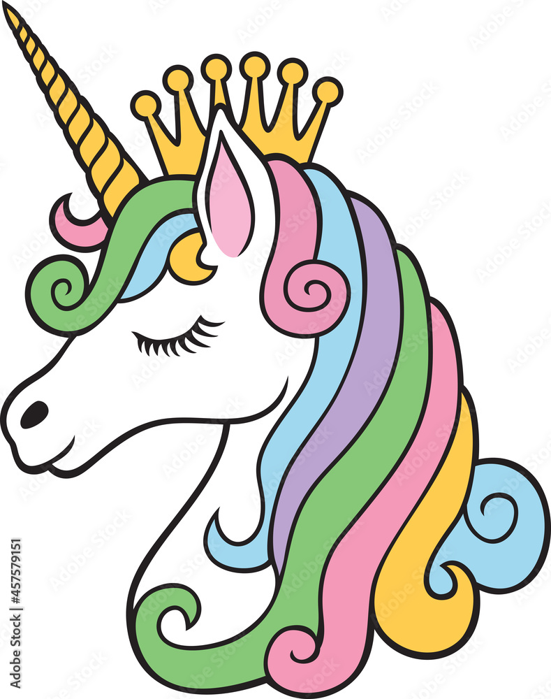 Unicorn princess with crown color 
