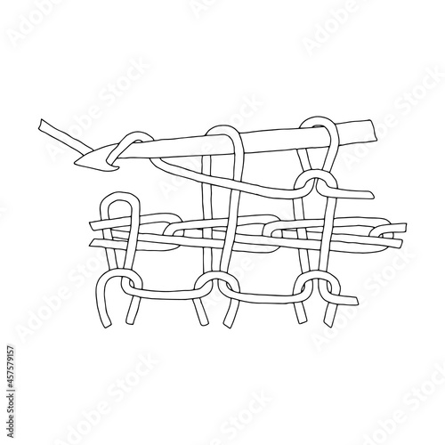 Beautiful hand-drawn fashion vector illustration of a lady's hobby crochet hook knitting for girls and women pattern isolated on a white background