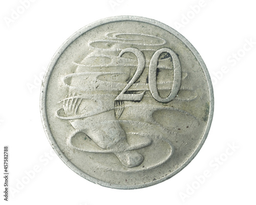 Australia twenty cents coin on a white isolated background photo