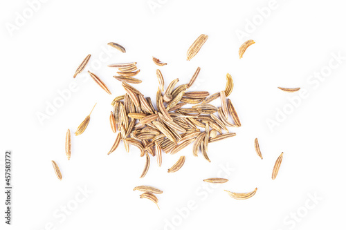 cumin seeds isolated on white background, caraway seeds macro
