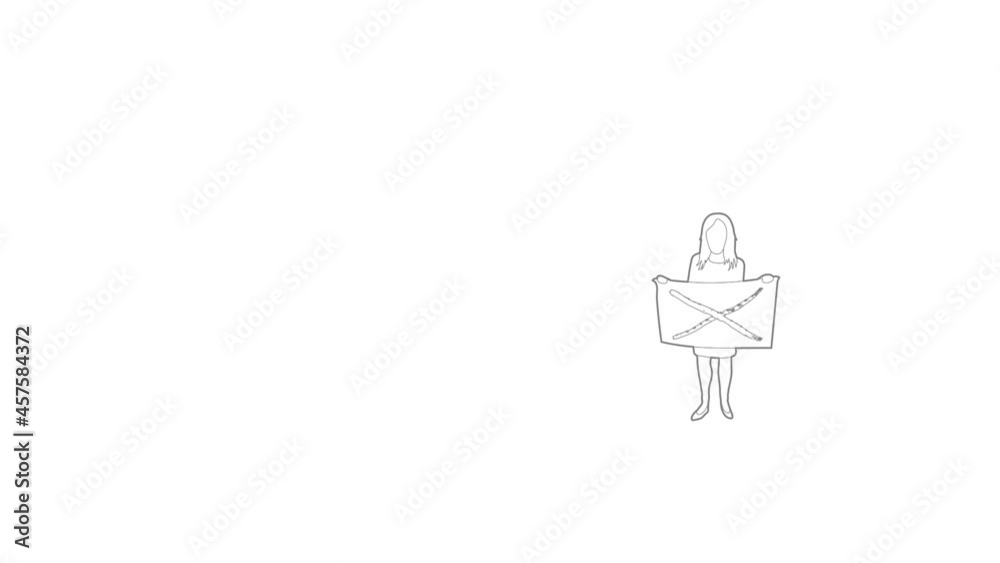 Riot of woman icon animation best outline object on white background Riot of woman icon animation best outline object on white background