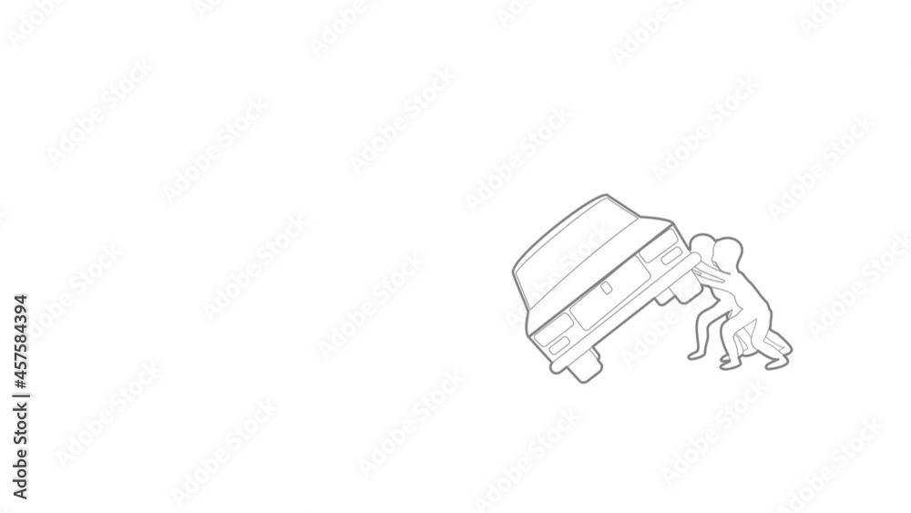People overturned car icon animation best outline object on white background People overturned car icon animation best outline object on white background