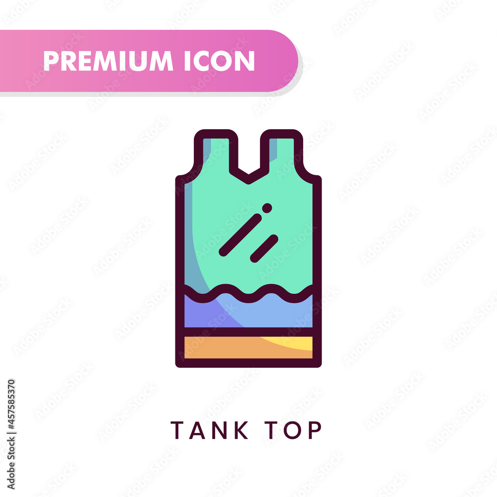 Naklejka premium tank top icon for your website design, logo, app, UI. Vector graphics illustration and editable stroke. tank top icon lineal color design.